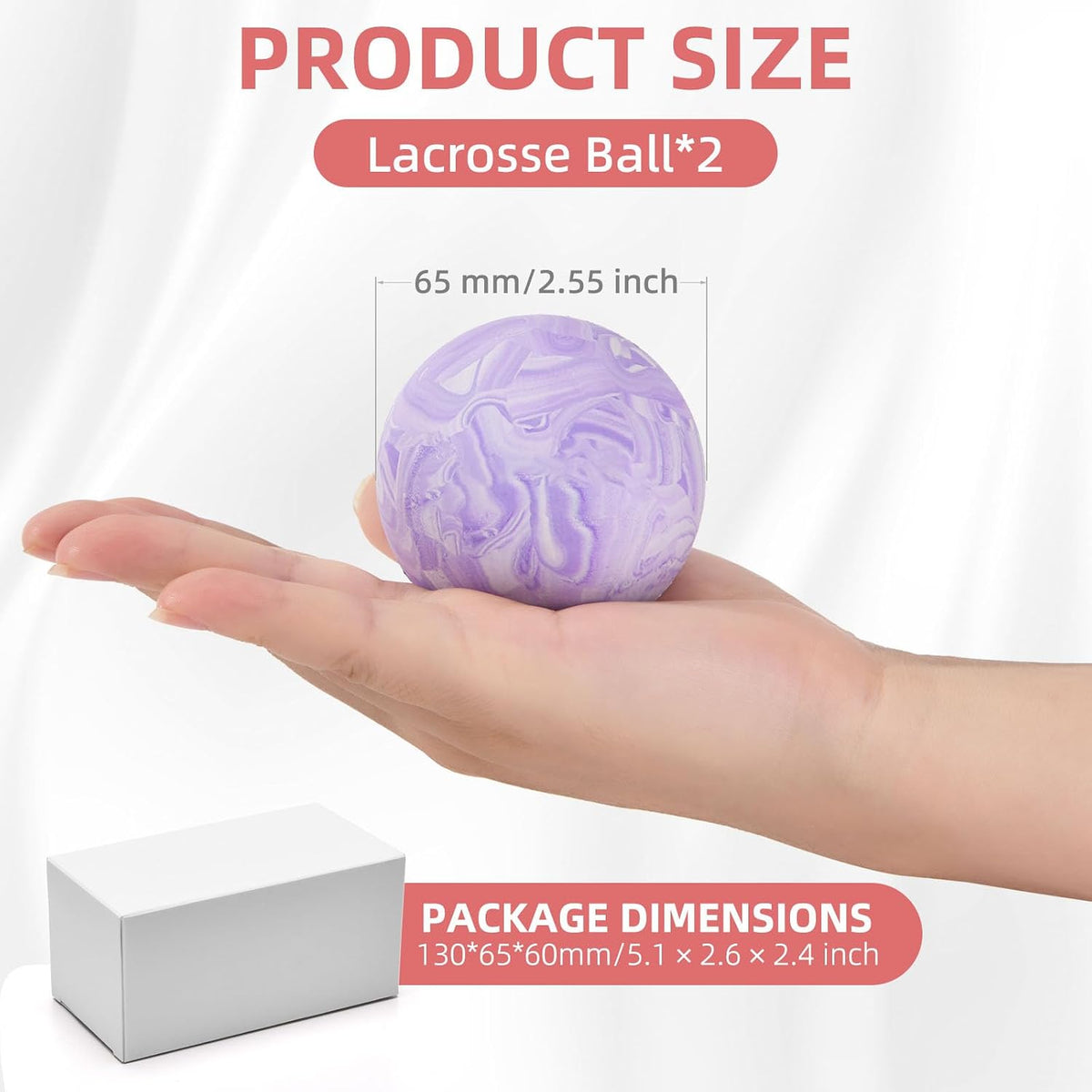 Massage Lacrosse Balls 2 Pack, Rubber Trigger Point Therapy Balls for Deep Tissue Myofascial Release, Plantar Fasciitis & Muscle Soreness Relief, Portable Pain Relief Tool (Purple and Blue)
