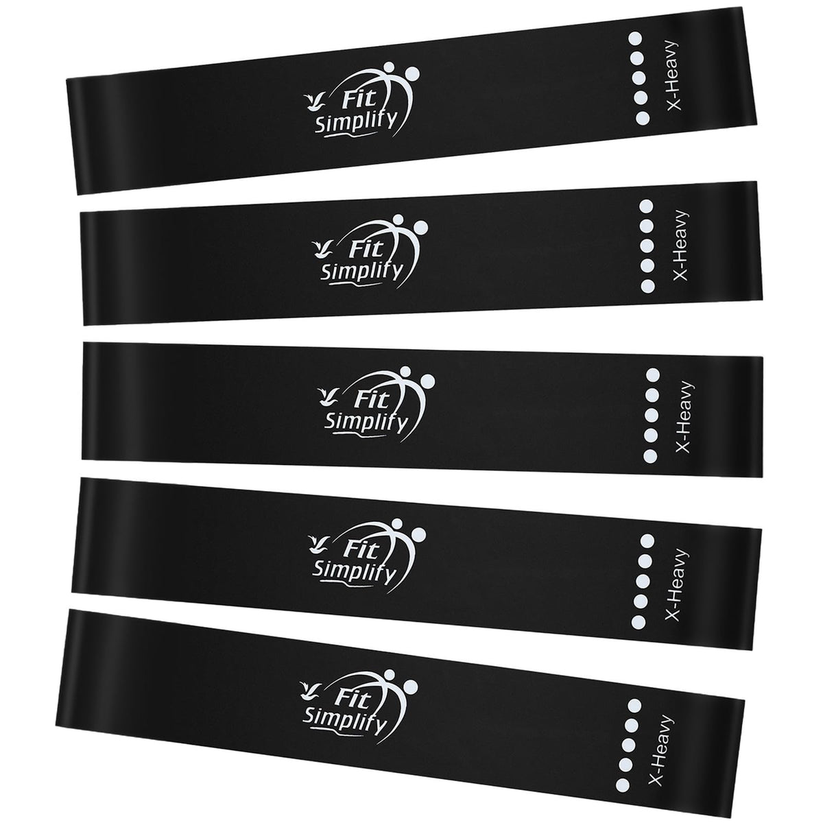 Fit Simplify Resistance Loop Exercise Fitness Bands with Instruction Guide and Carry Bag, Set of 5