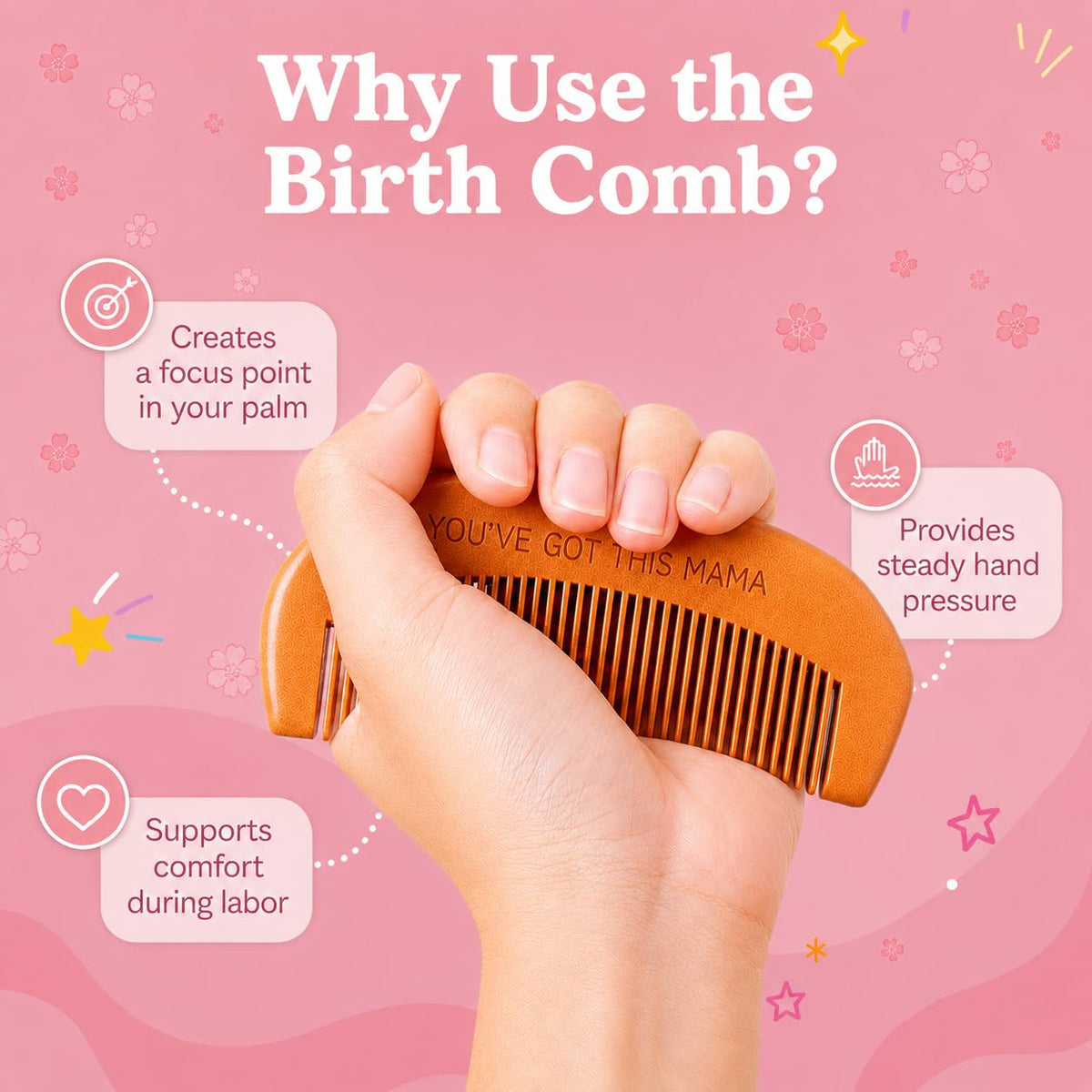 Birth Comb & Acupressure Massage Ball Set, Labor and Delivery Essentials