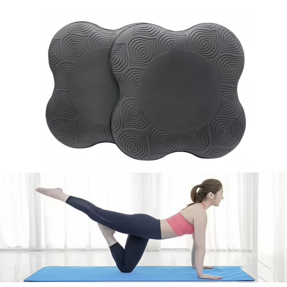 Yoga Knee Guards (Set of 2) - Male and Female Yoga Props and Accessories for Fitness, Travel, Meditation, Kneeling, Balance, Floor, Pilates Pads for Knee and Elbow
