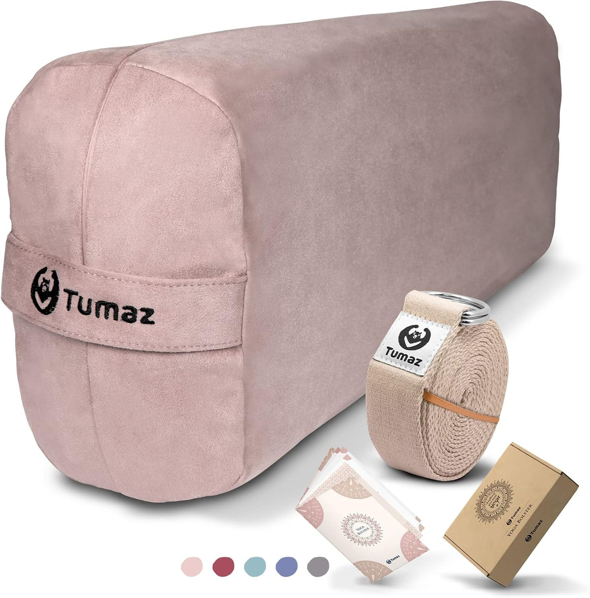 Tumaz Yoga Bolster Set, Rectangular Yoga Bolster with Washable Cover