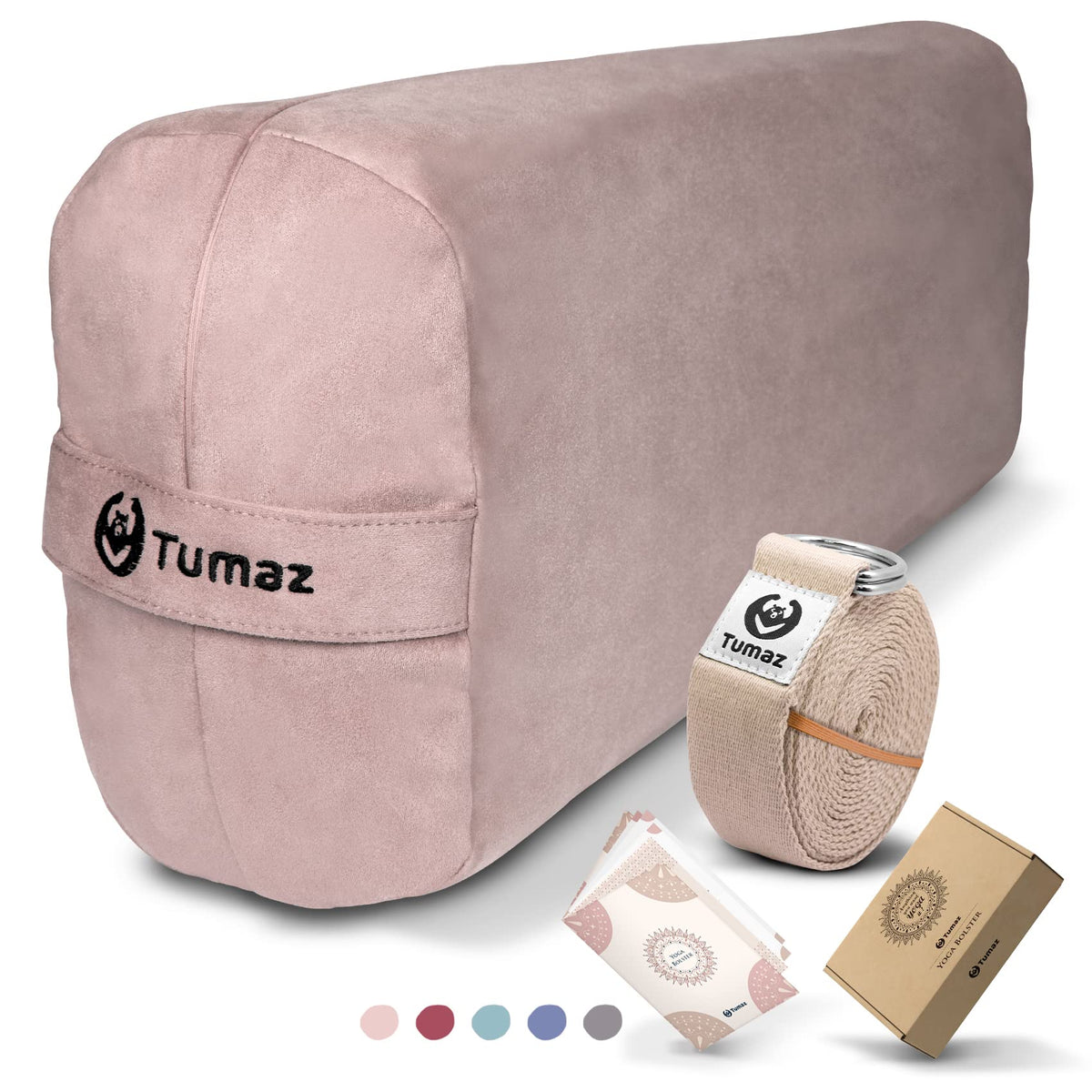 Tumaz Yoga Bolster Set, Rectangular Yoga Bolster with Washable Cover