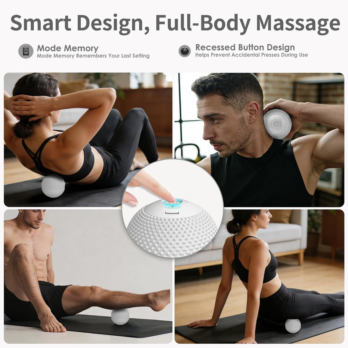 Heating Vibrating Massage Ball with 7 Modes & Memory Function