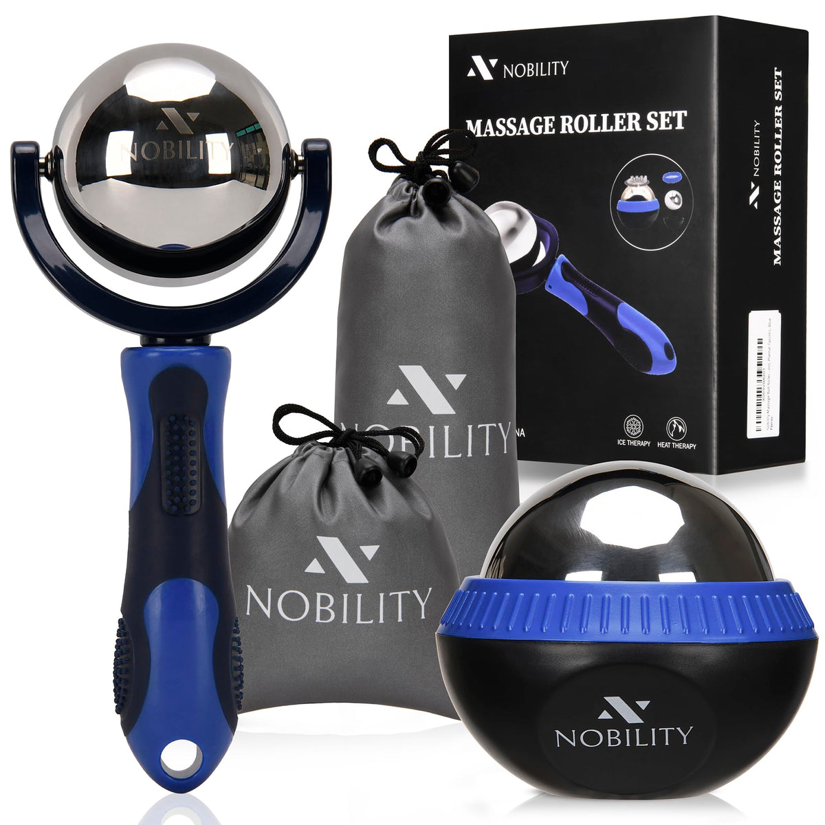Nobility Massage Ball Roller– Ice Cold and Hot for Deep Tissue and Sore Muscle Relief of Stiffness and Stress, Body, Neck, Back, Foot, Plantar (Black)