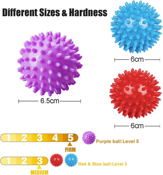 3-Pack Massage Balls for Office Workers with Different Hardness for Daily Muscle Relief