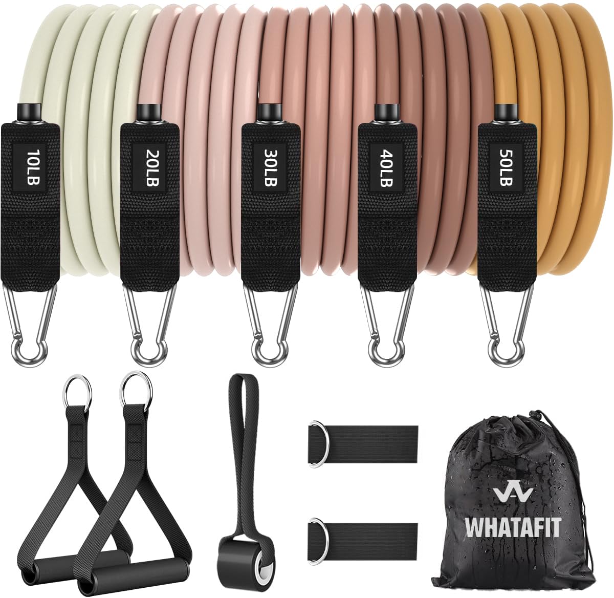 WHATAFIT Resistance Bands with Handles, 150 lb Exercise Bands Set