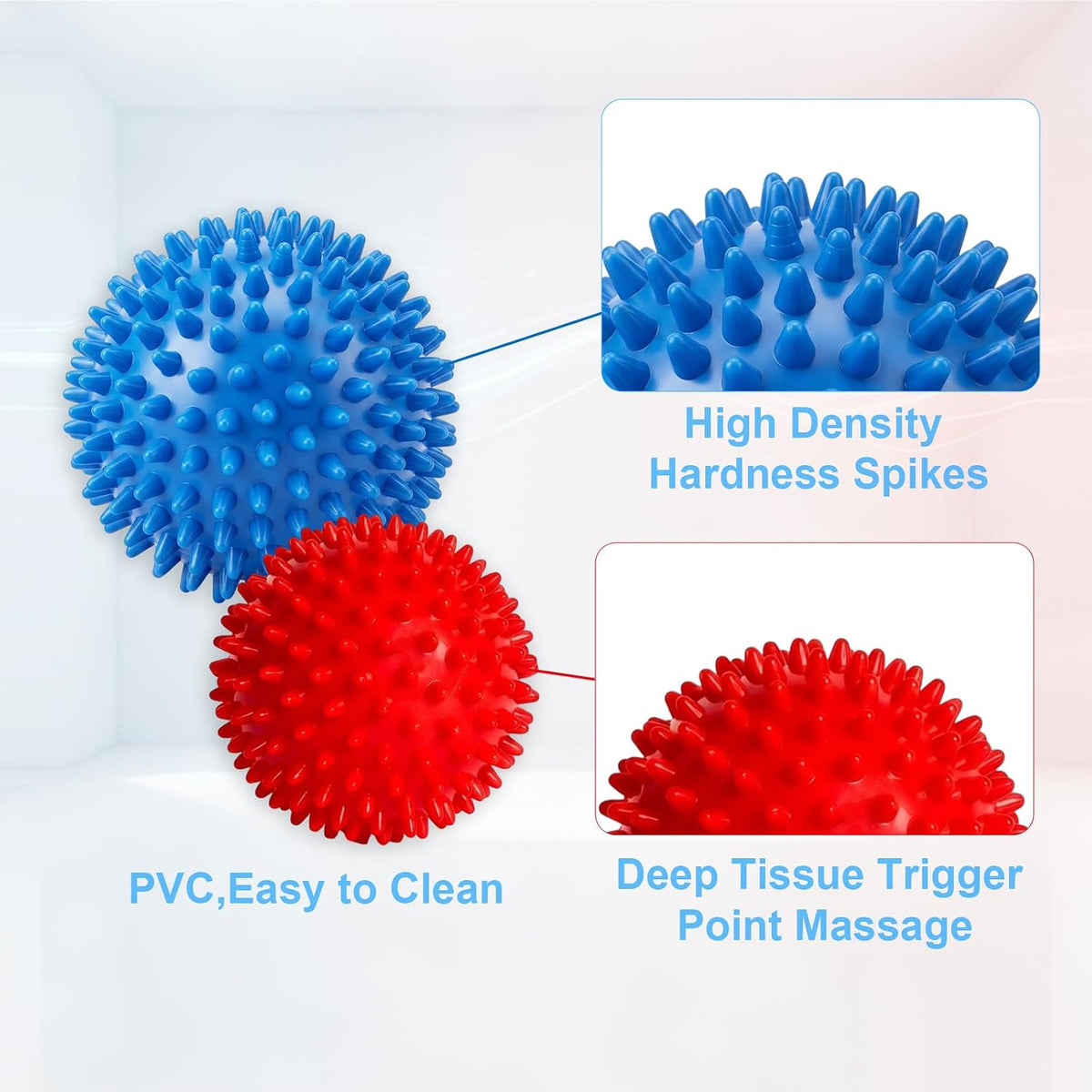 Spiky Massage Ball Set, 3in & 3.5in Dual Size Hard Spiked Rollers