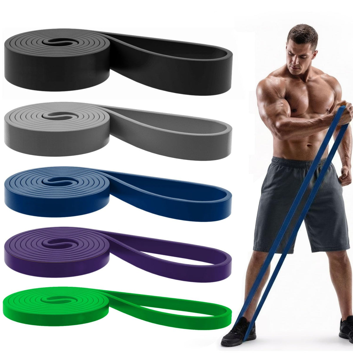 Pull Up Bands, Resistance Bands Set, Exercise Workout Bands for Men & Women, Ideal for Body Stretching, Physical Therapy and Muscle Training