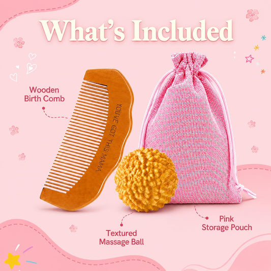 Birth Comb & Acupressure Massage Ball Set, Labor and Delivery Essentials