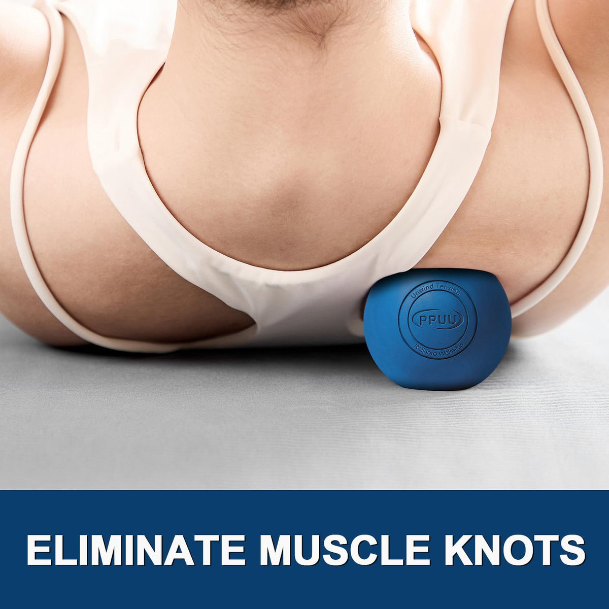 Massage Lacrosse Ball, 2.5 Inch Firm Solid Rubber Deep Tissue Ball for Myofascial Release, Plantar Fasciitis & Muscle Knot Relief, for Foot, Glutes, Shoulder Blades, Calves, 1 Count Blue