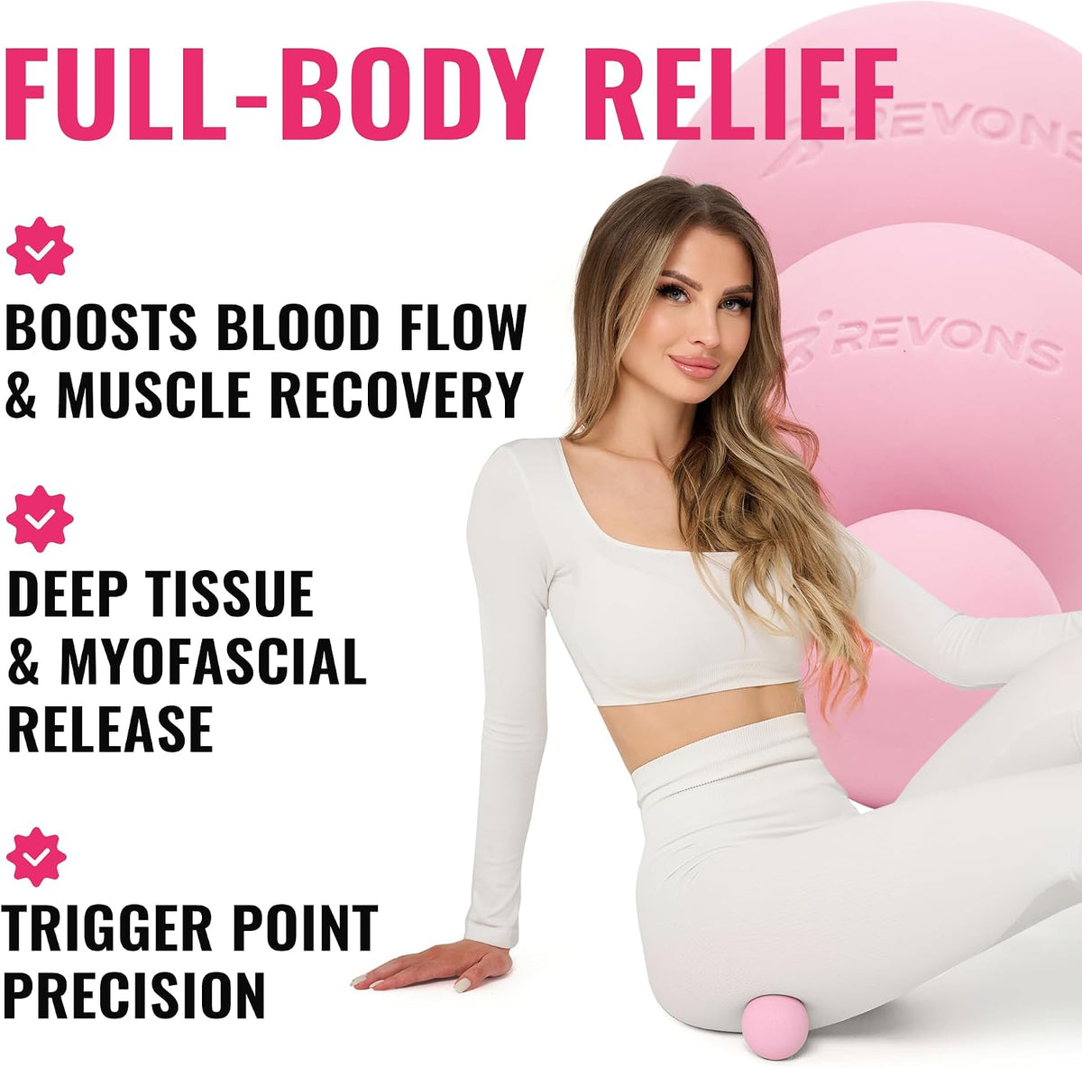 3 in 1 Massage Ball Set – 2.5", 1.9" & 1.2" Firm Silicone Balls for Myofascial Release, Trigger Point Therapy, Back & Foot Pain Relief, Face Fitness, Yoga, Deep Tissue Recovery (Pink)