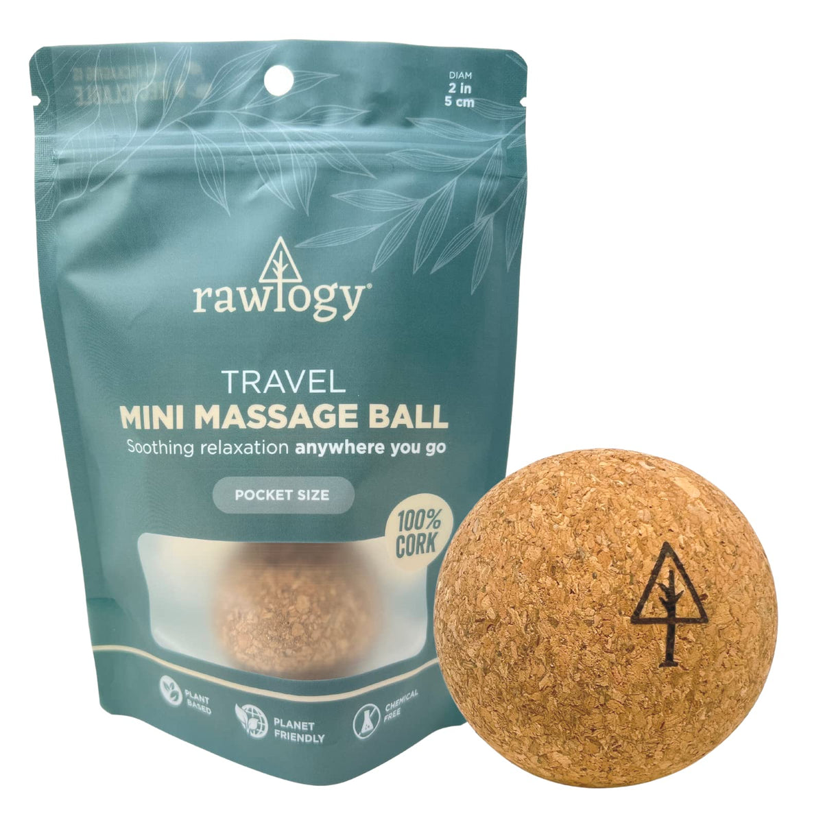Travel Cork Massage Ball | Lightweight, Sustainable Alternative to Lacrosse Ball for Muscle Pain Relief (1.9 Inch (Pack of 1), Sanded Cork)