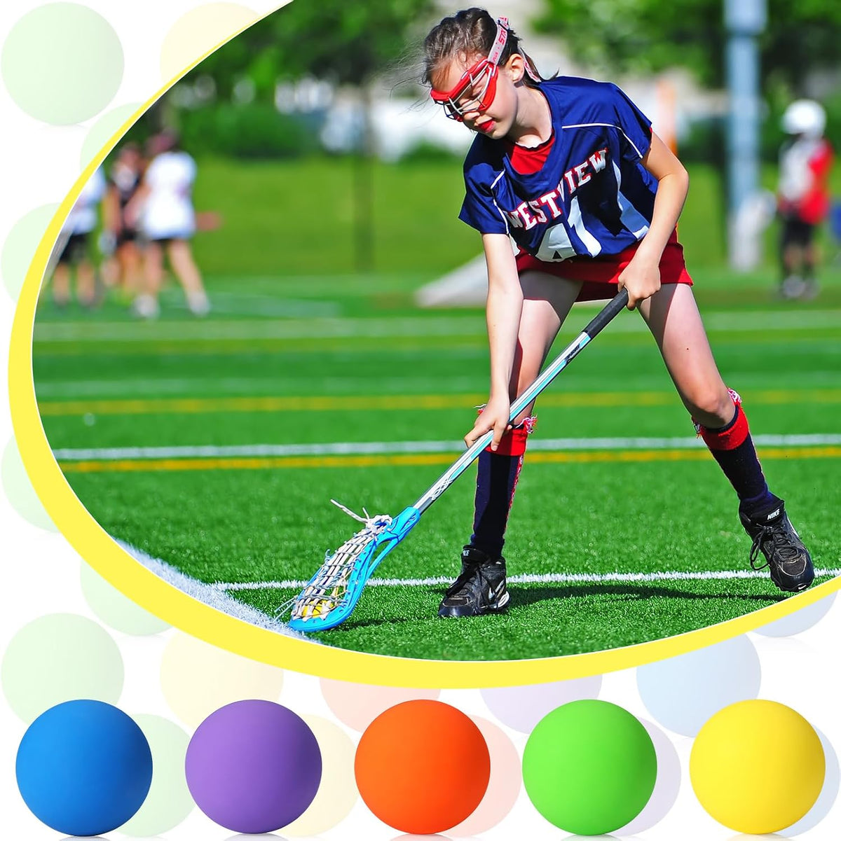 Sosation 50 Pcs Lacrosse Ball Bulk 2.5 Inch Soft Rubber Lacrosse Ball