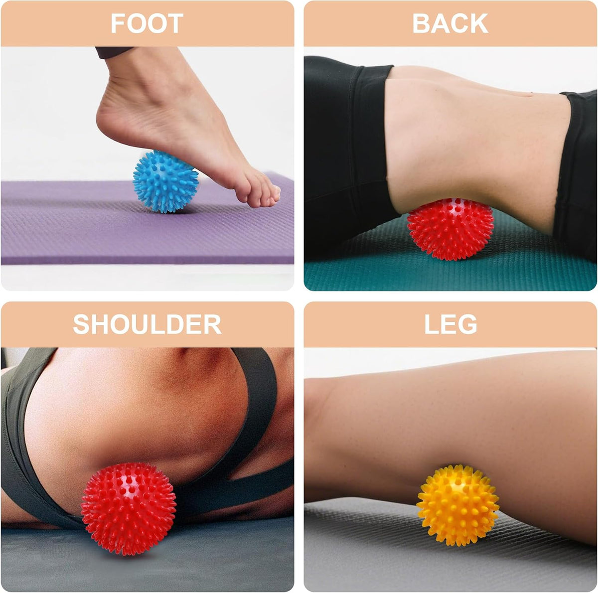 Spiky Massage Balls, 3PCS (Firm, Medium and Soft)
