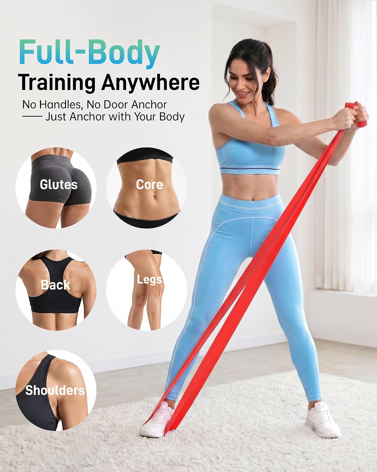 Renoj Pilates Flexbands, 5-Pack Latex-Free Resistance Bands Set – Exercise Bands for Pilates, Yoga, Stretching & Physical Therapy | Home Gym Equipment for Women & Men