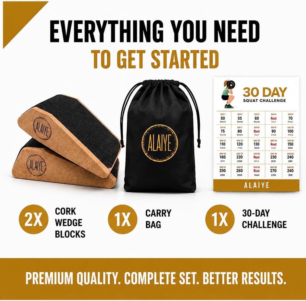 Squat Wedge Blocks (Set of 2) – Non-Slip Slant Boards for Lower Body Workouts Ankle and Calf Stretching - Yoga Blocks, Designed to Elevate Heels and Squat Support - Includes Carry Bag