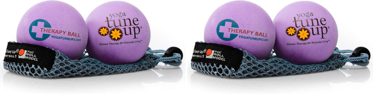 YOGA TUNE UP® Therapy Balls in Tote by Tune Up Fitness - Massage Balls for Trigger Point, Pressure Point & Myofascial Release - Use as Single or Peanut Ball for Pain Relief & Relaxation (Deep Purple)