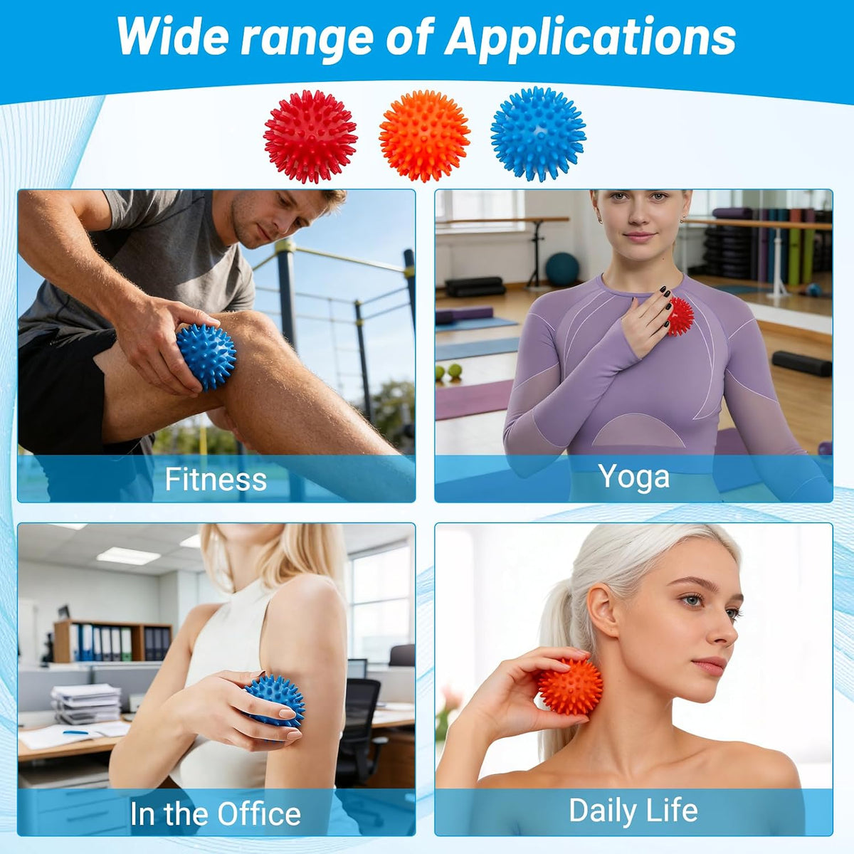 3PCS Spiky Massage Balls Set, Soft Foot Massage Ball For Muscle Relaxation