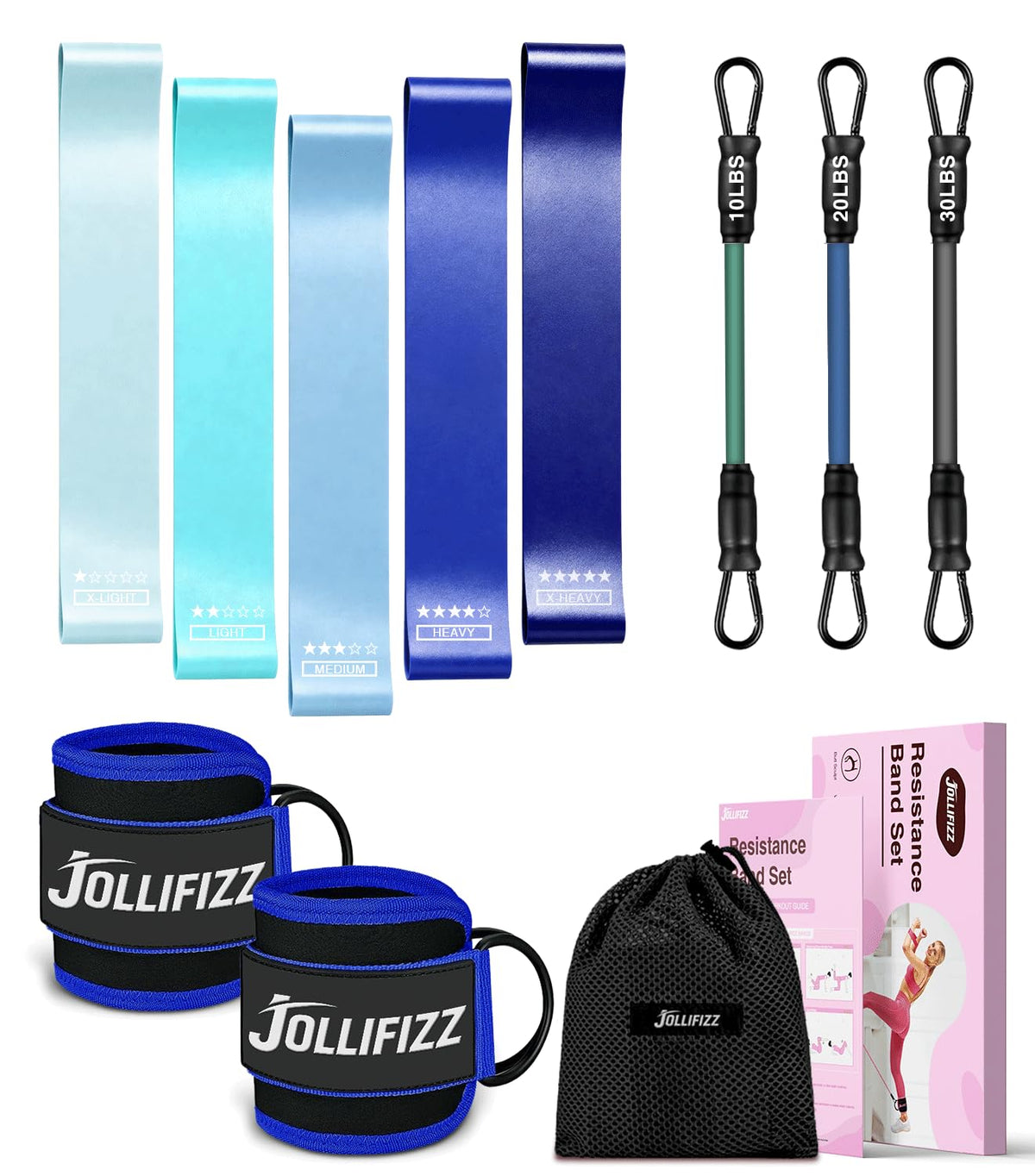 Ankle Resistance Bands with Cuffs &Booty Bands Set,Ankle Straps for Cable Machines for Leg,Booty,Glute,Hip,Butt,Workout Home Gym Equipment,Exercise Bands for Fitness,Yoga,Physical Therapy