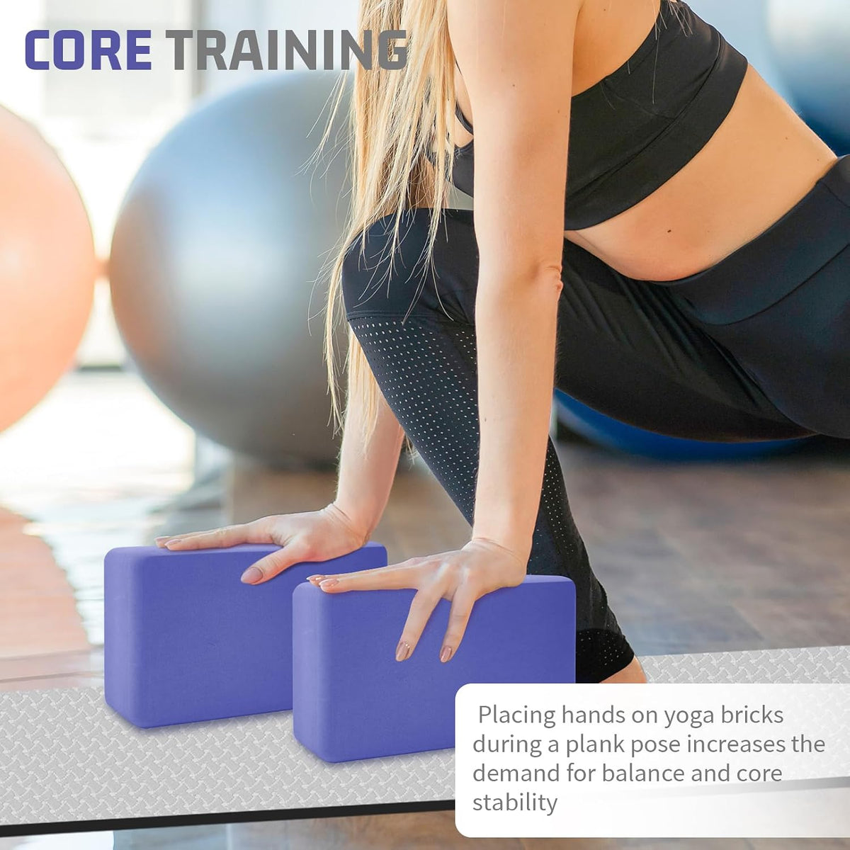 biguphate 2 Pack Yoga Blocks, 3"x6"x9" Rounded Edges Non-Slip, Yoha Bricks