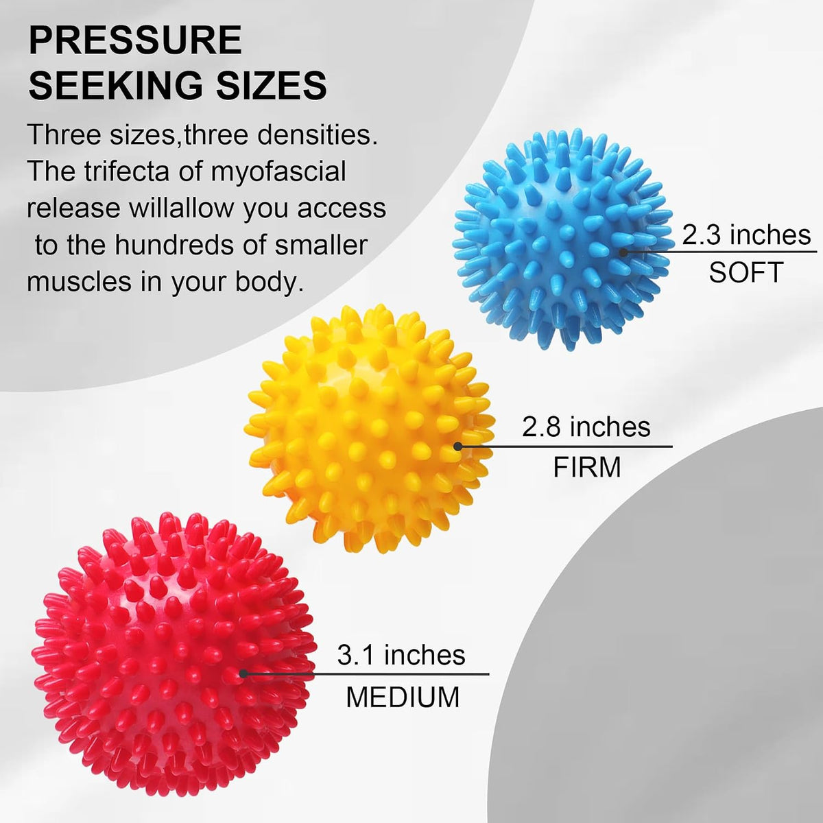 Spiky Massage Balls, 3PCS (Firm, Medium and Soft)