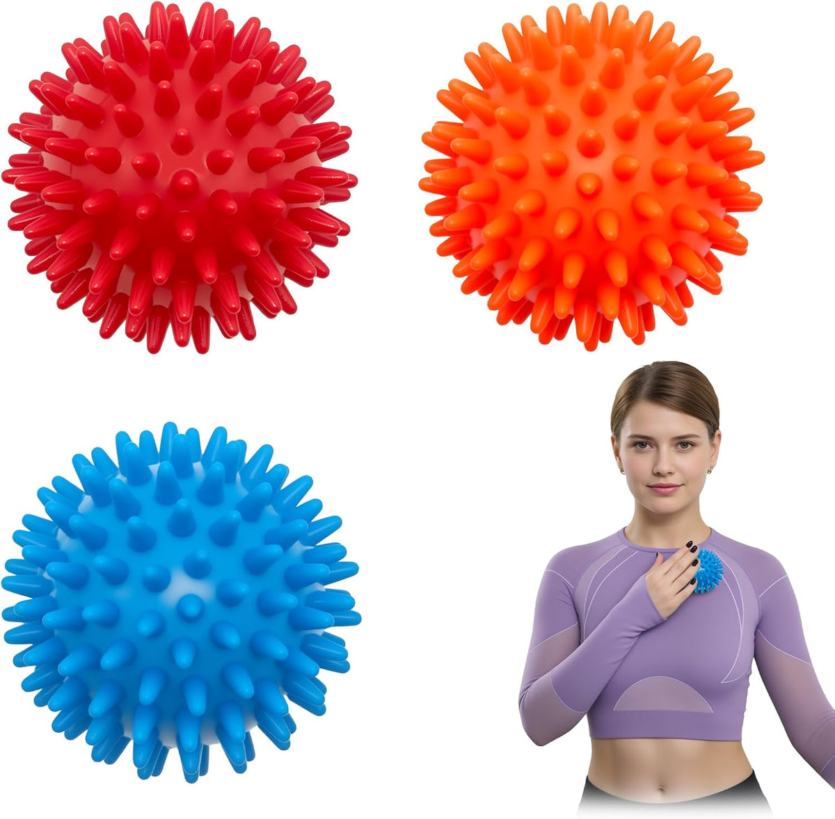 3PCS Spiky Massage Balls Set, Soft Foot Massage Ball For Muscle Relaxation