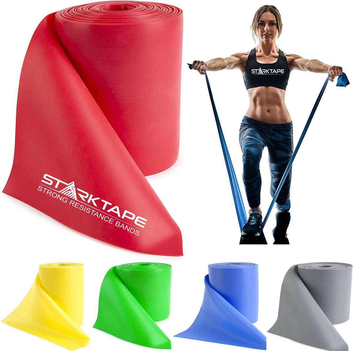 Resistance Bands Professional 8,16, 25, 50 Yards Bulk Rolls. Latex-Free Elastic Physical Therapy Band. No Scent, No Powder - Perfect for Home Exercise, Yoga, Pilates, Gym, Rehab, Workout