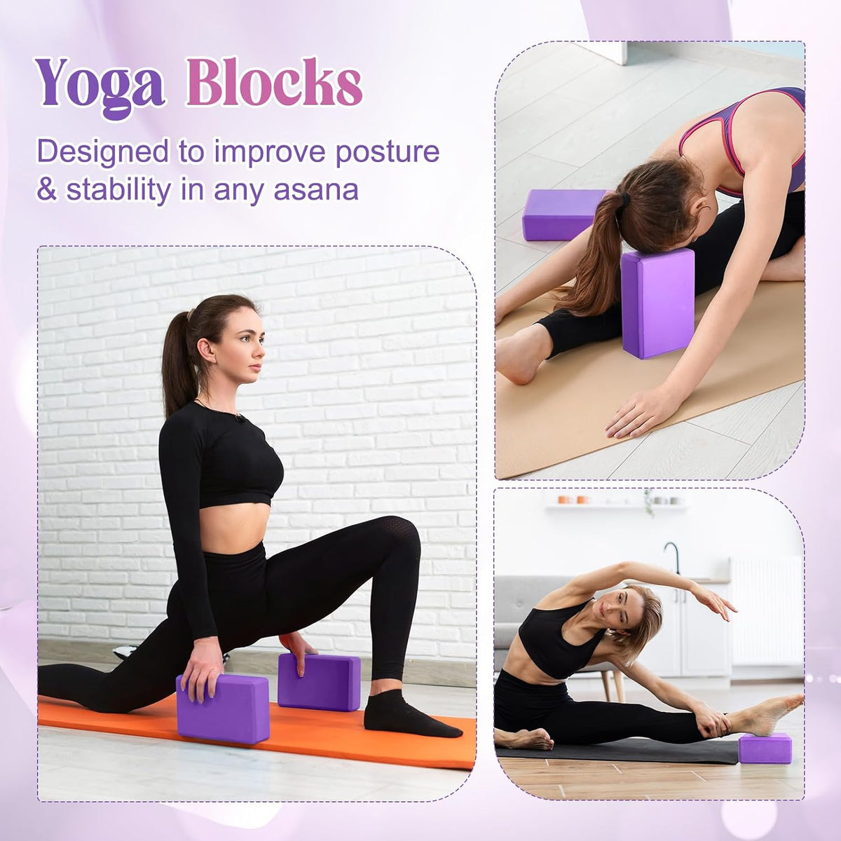 RoundFunny 5 Pcs Yoga Blocks Knee Pads Strap Set Foam Pilates