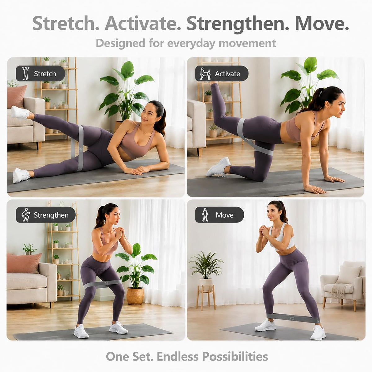 Resistance Bands Set, 5 Mini Loop Exercise Bands with X-Light to X-Heavy Resistance for Full-Body Workouts, Pilates, Stretching, Strength Training, Home Gym and Travel, TPE Fitness Bands