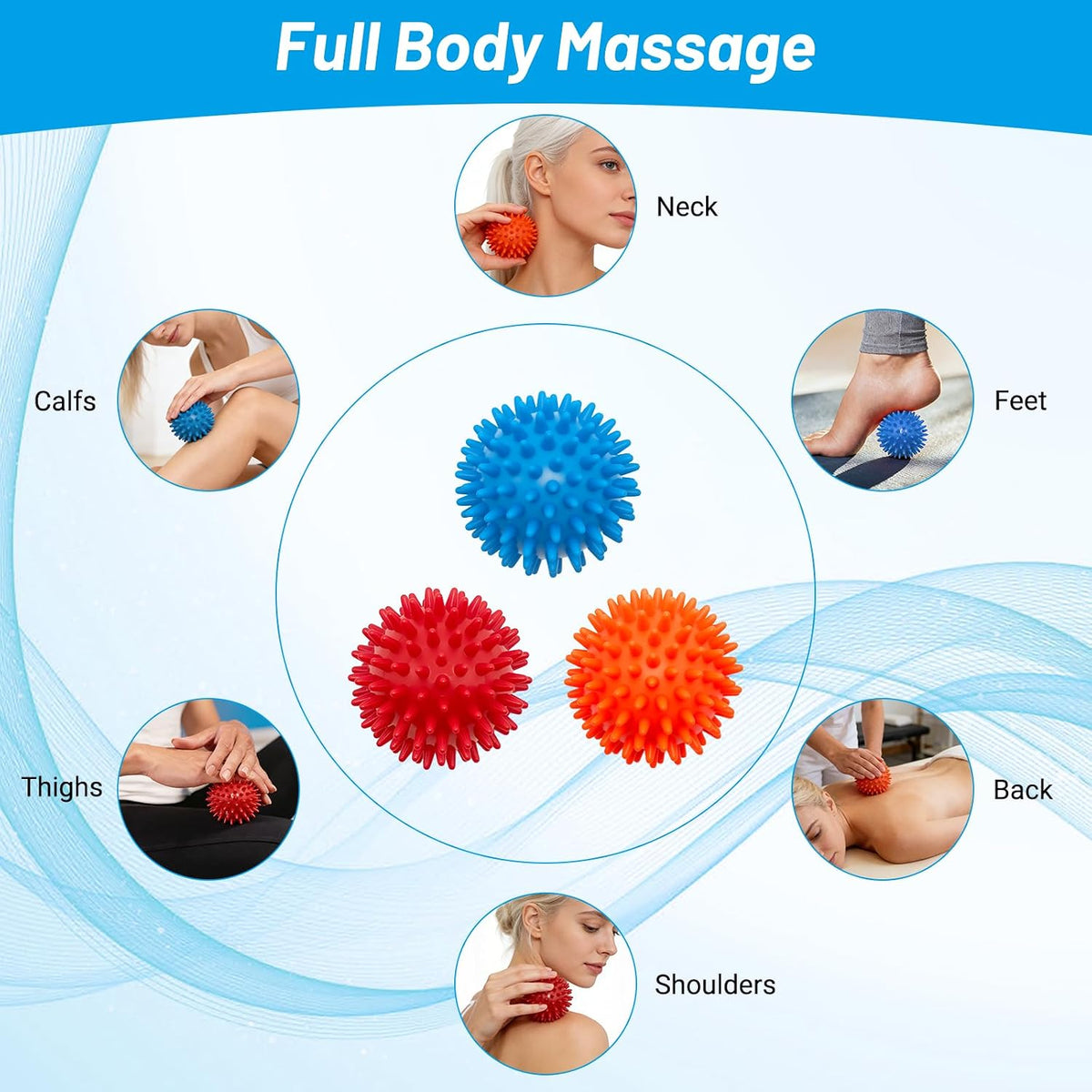 3PCS Spiky Massage Balls Set, Soft Foot Massage Ball For Muscle Relaxation