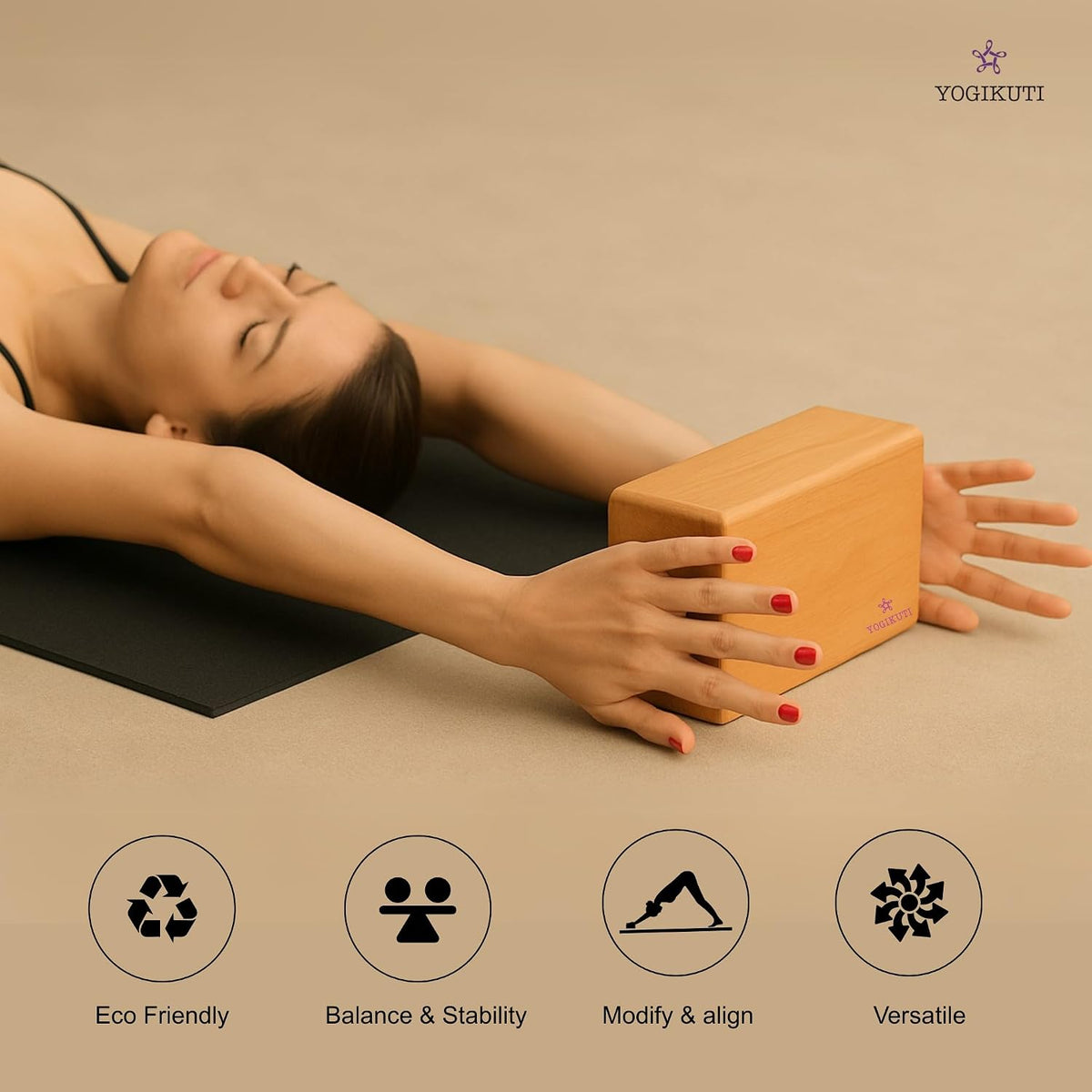 Solid Wooden Yoga Blocks Set of 2 | Premium Pine Wood Iyengar Yoga Blocks | Solid, Durable & Smooth Rounded Edges | Wooden Yoga Props for Stretching, Balance, Alignment & Home Studio Practice