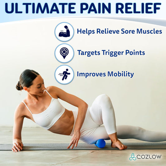 COZLOW Peanut Massage Ball - Deep Tissue Therapy, Pain Relief - Cobalt Blue