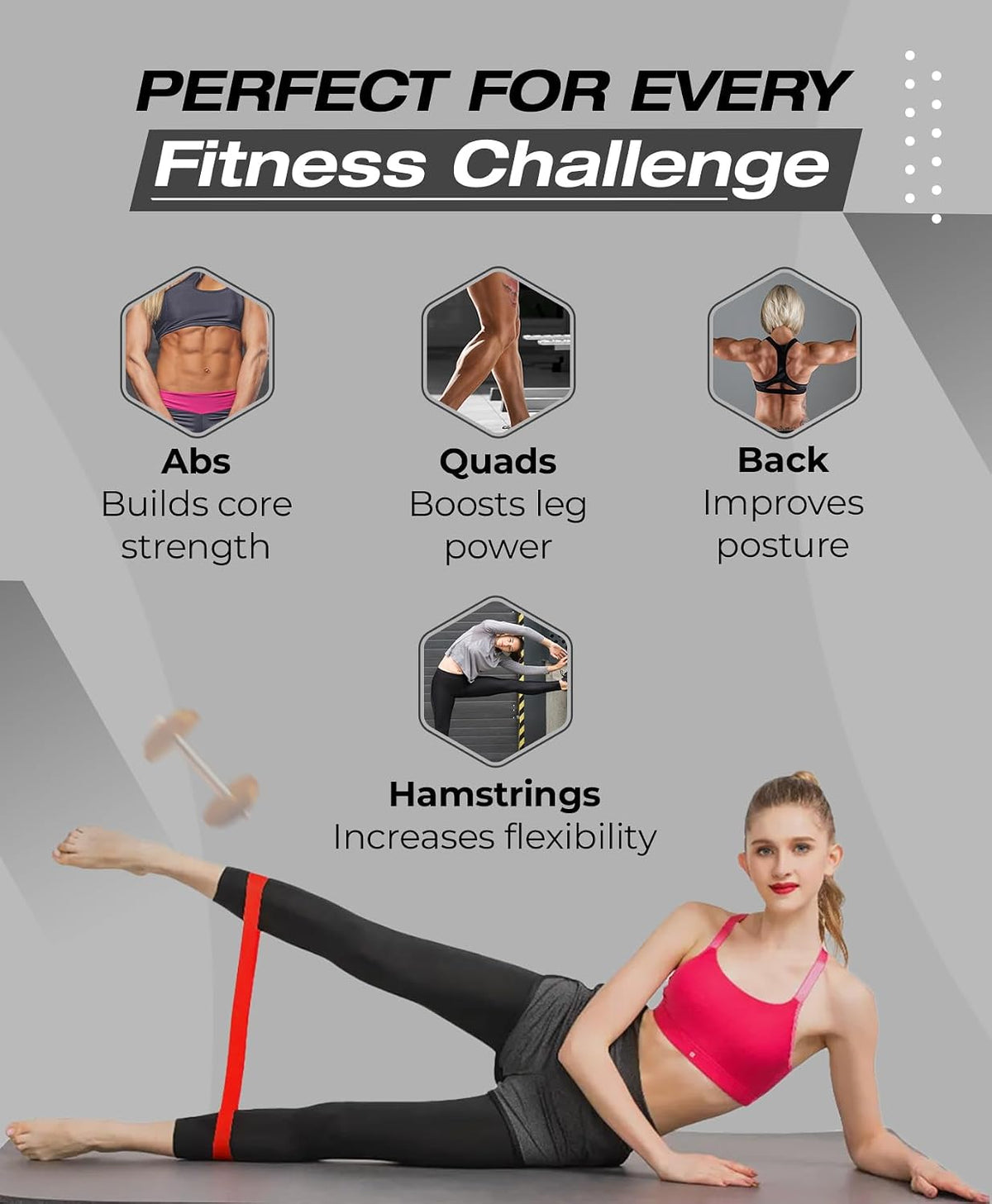 Bingwaah Loop Resistance Exercise Bands – Fabric & Elastic Sets of Exercise Bands for Strength Training - Rehab, Yoga, Pilates & Home Workout with Instruction Guide