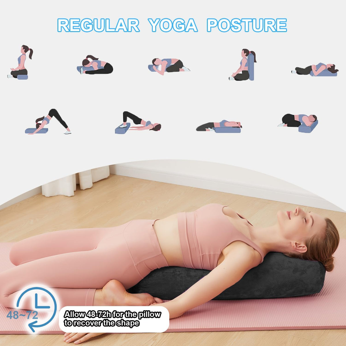 Yoga Bolster Pillow for Restorative & Yin Yoga, Meditation Cushion