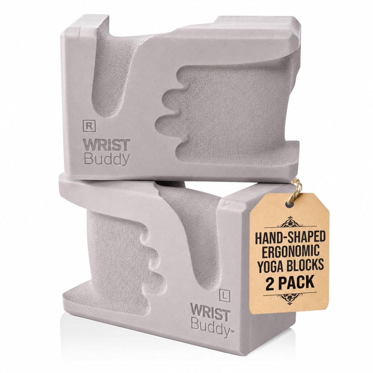 WRISTBuddy® Yoga Blocks 2 Pack, High Density Non-Slip, Hand-Shaped Design