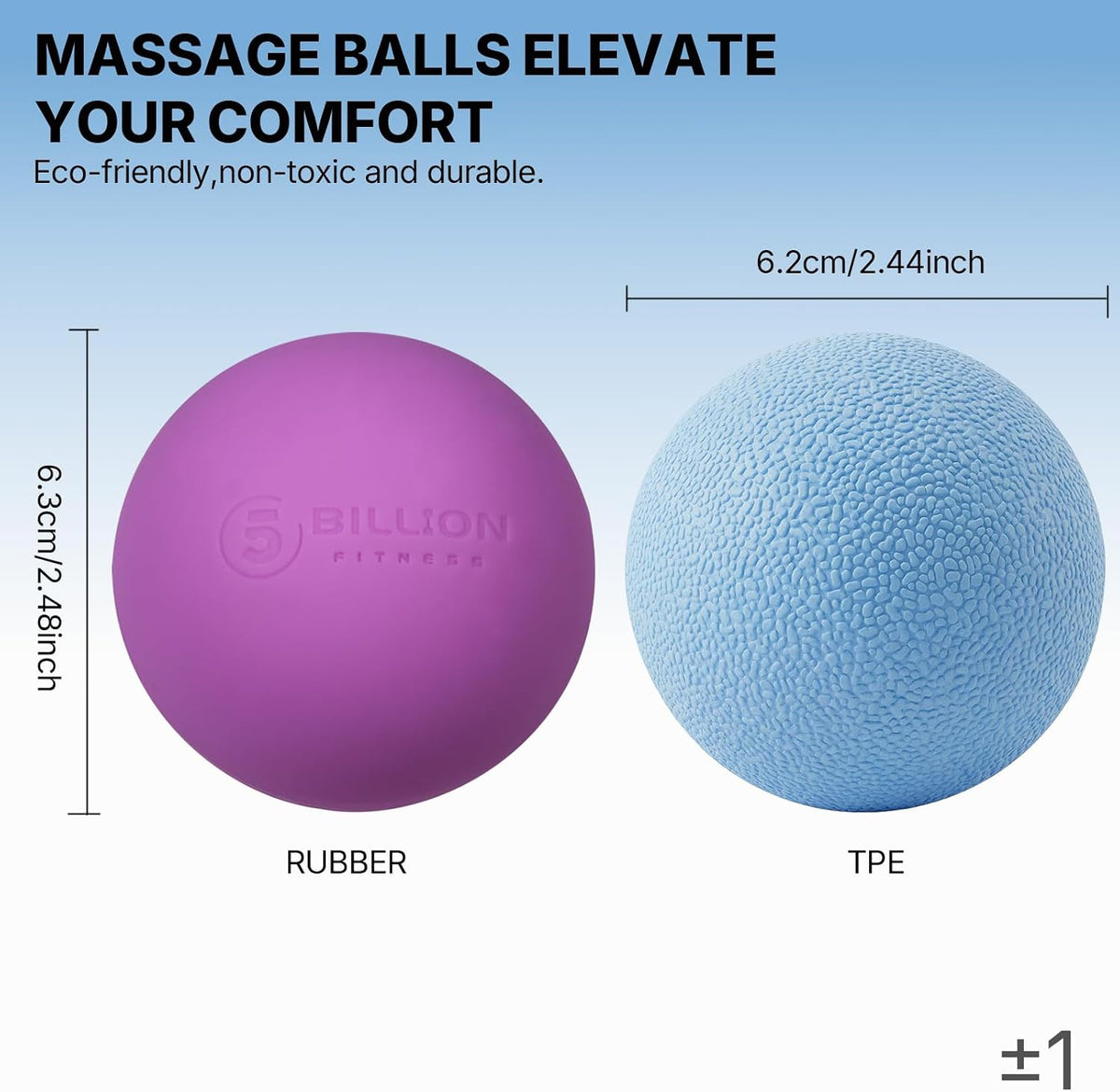2 Pack Massage Lacrosse Ball Set Deep Tissue Massage Balls for Myofascial Release, Muscle Knot & Trigger Point Therapy - High Density TPE & Natural Rubber for Foot, Back & Shoulder Pain Relief