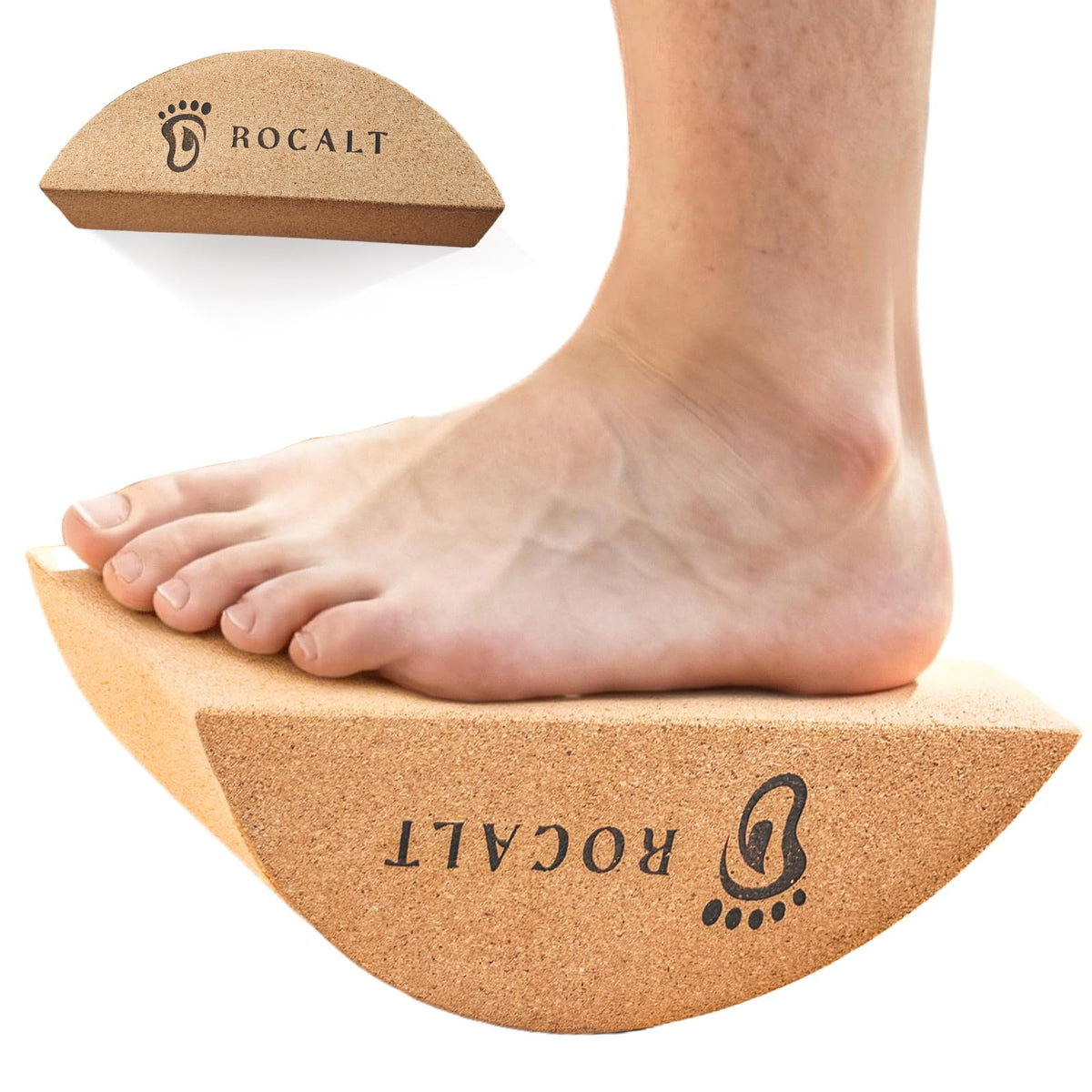 Rocalt Cork Yoga Blocks, Half Moon Foot and Calf Stretching Tool
