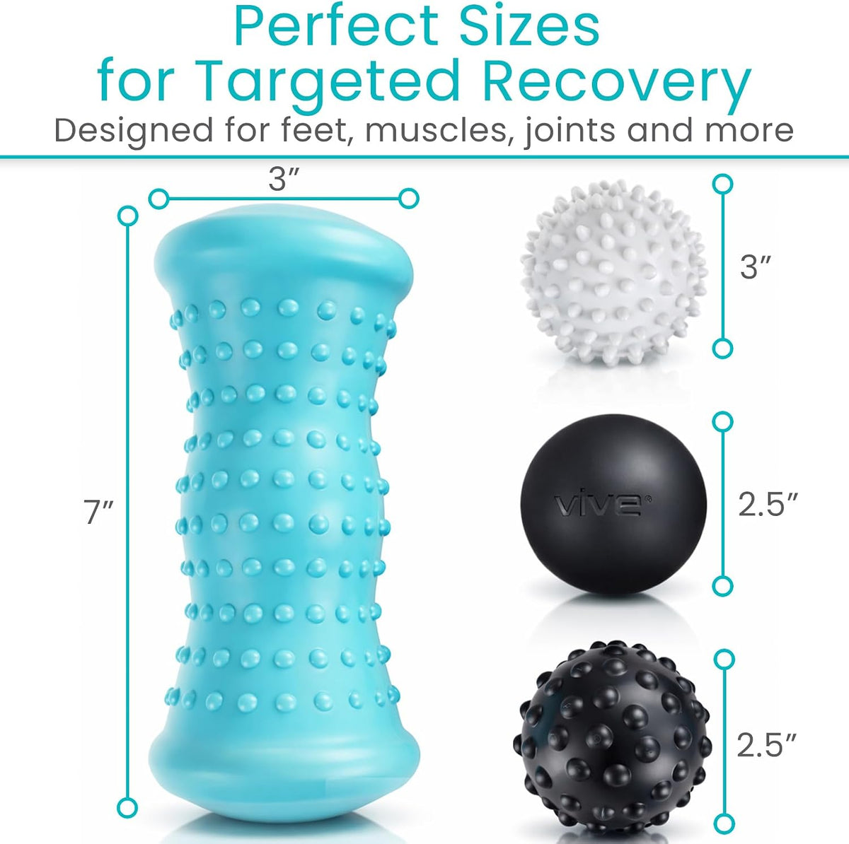 Vive Massage Ball Set (4 Piece) - Plantar Fasciitis Relief Foot Pain Hot