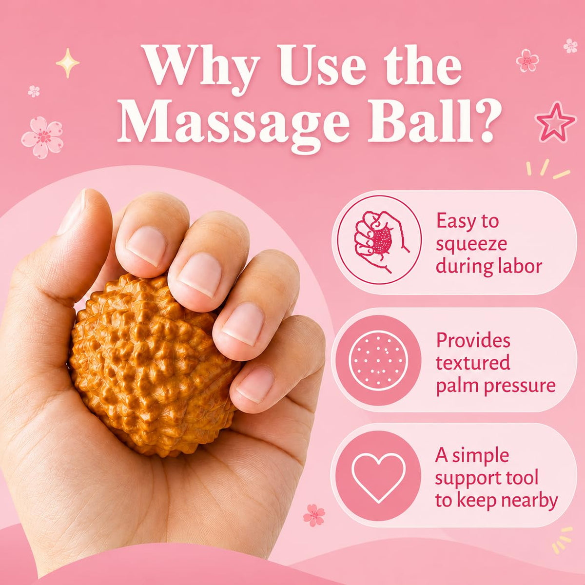 Birth Comb & Acupressure Massage Ball Set, Labor and Delivery Essentials