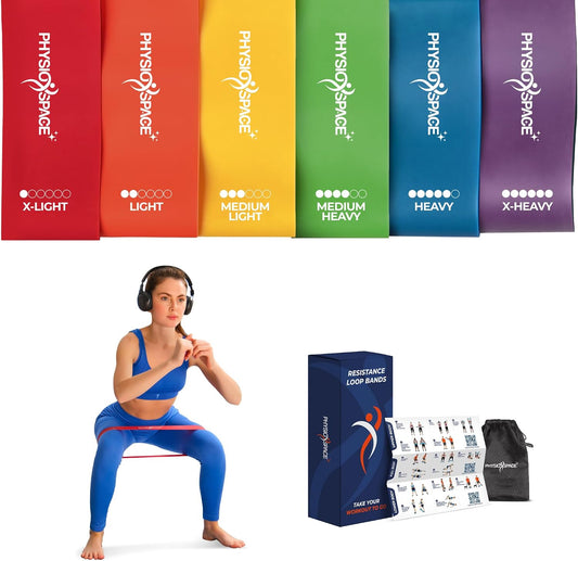 Resistance Bands for Working Out – Set of 6 Loop Exercise Bands for Legs Glutes and Core – Natural Latex Booty Band Designed by a Physical Therapist for Men and Women