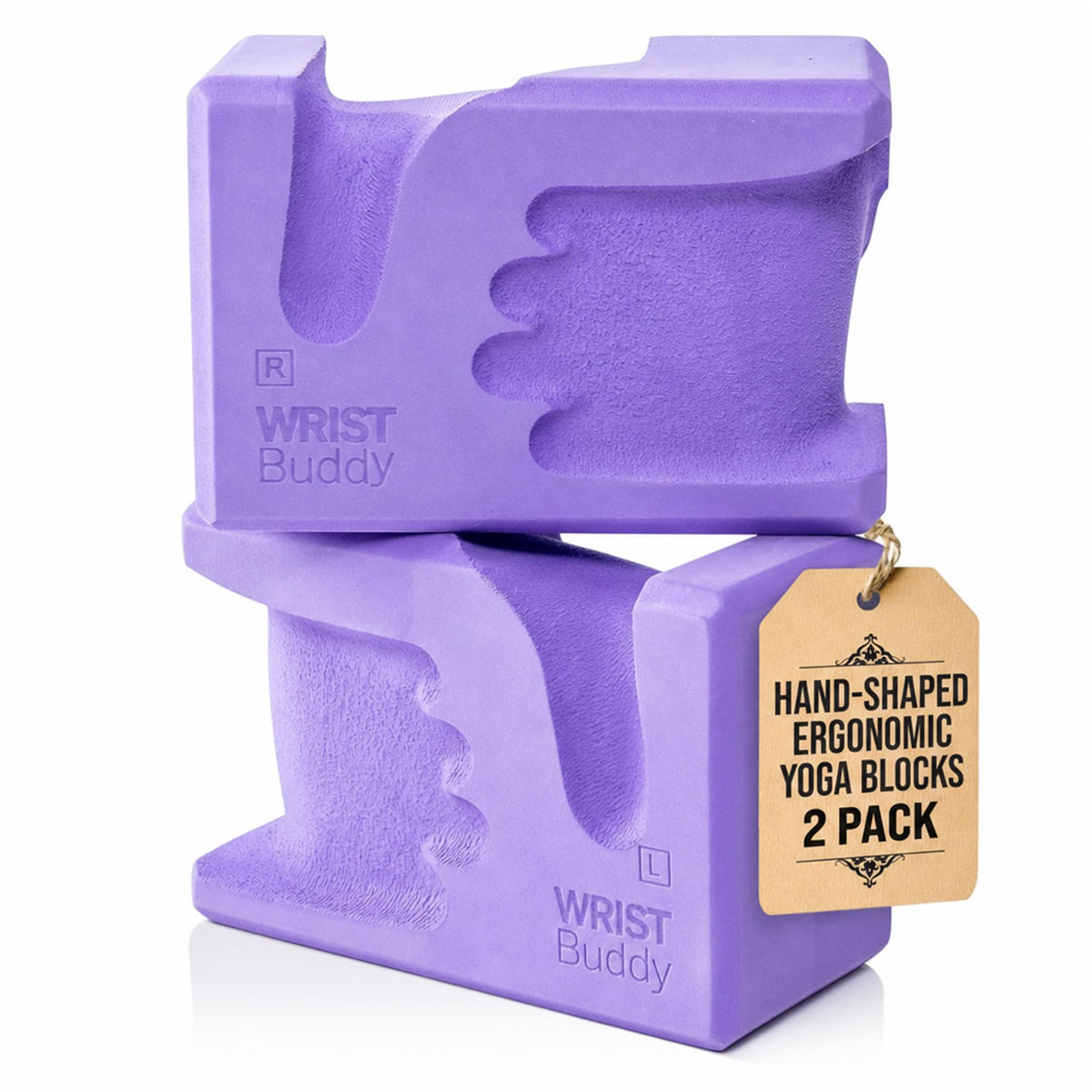 WRISTBuddy® Yoga Blocks 2 Pack, High Density Non-Slip, Hand-Shaped Design