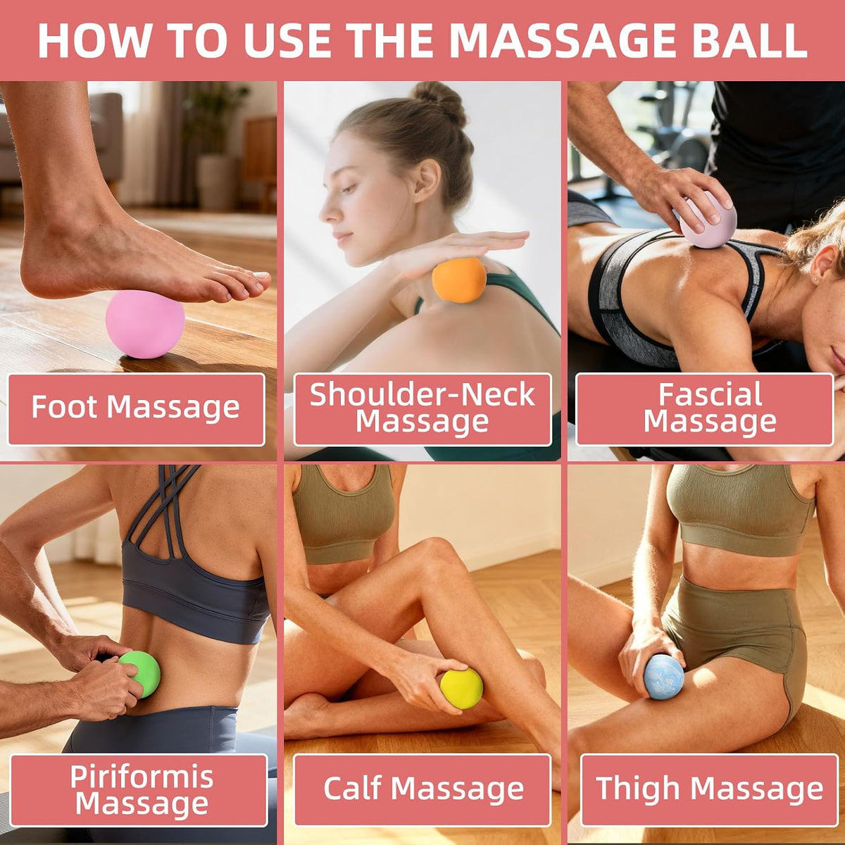 Massage Lacrosse Balls 2 Pack, Rubber Trigger Point Therapy Balls for Deep Tissue Myofascial Release, Plantar Fasciitis & Muscle Soreness Relief, Portable Pain Relief Tool (Purple and Blue)