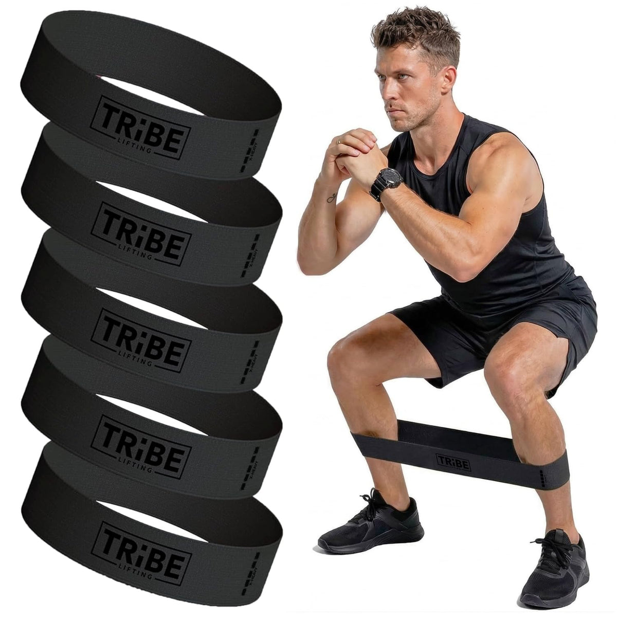 Fabric Resistance Bands for Working Out, 5-Band Set for Legs and Glutes