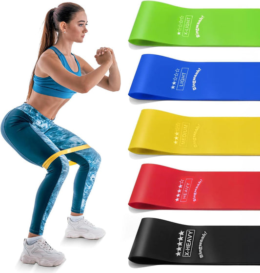 Bingwaah Loop Resistance Exercise Bands – Fabric & Elastic Sets of Exercise Bands for Strength Training - Rehab, Yoga, Pilates & Home Workout with Instruction Guide