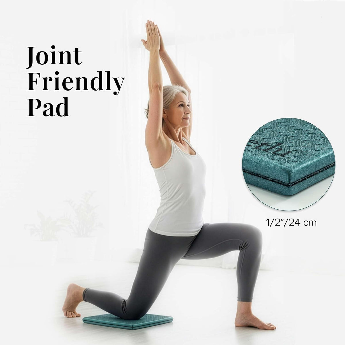Yoga Knee Pad Cushion Exercise Knee Pad Folding, 1/2" Thick 24"x12" Eliminate Pain During Yoga or Exercise Workout– Extra Thick Padding& Support for Yoga Pilates, Fitness Exercise