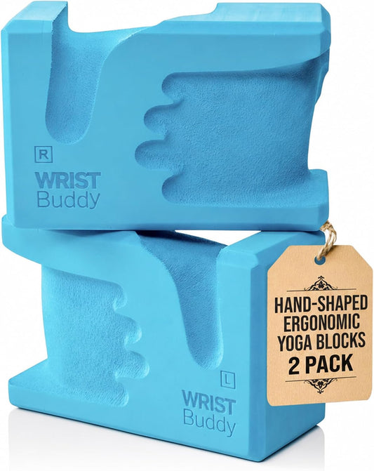 WRISTBuddy® Yoga Blocks 2 Pack, High Density Non-Slip, Hand-Shaped Design