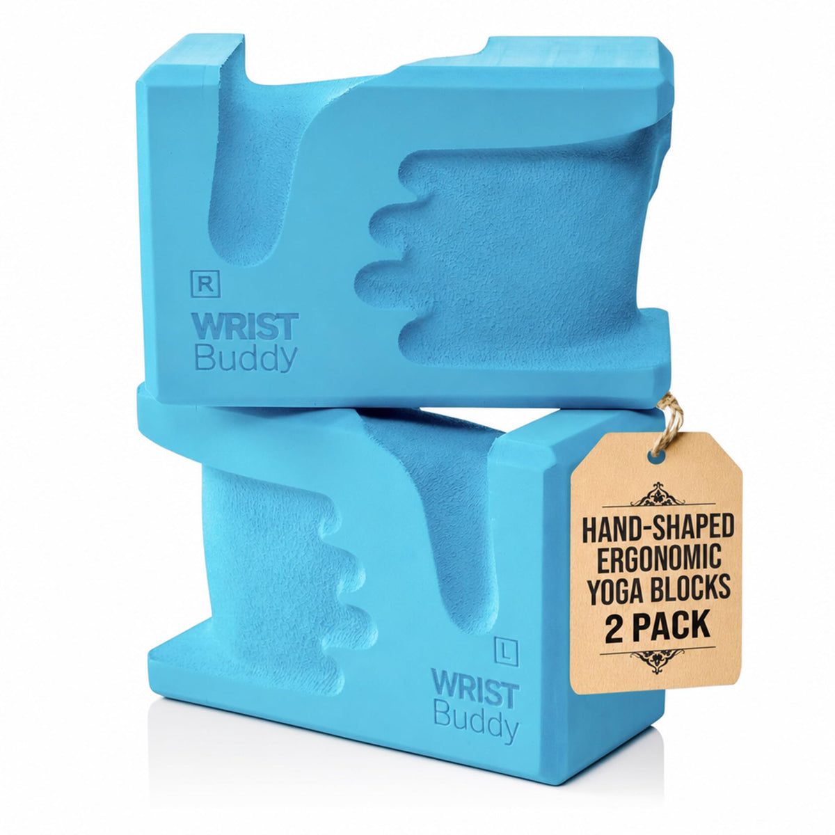 WRISTBuddy® Yoga Blocks 2 Pack, High Density Non-Slip, Hand-Shaped Design