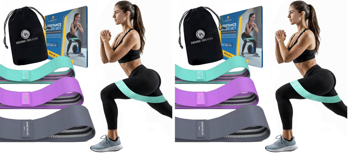 Desire Deluxe Premium Resistance Bands Set – Fabric Stretch Bands for Strength Training, Physical Therapy, Pilates & Yoga, Non-Slip Workout Bands for Men & Women (3 Pack)