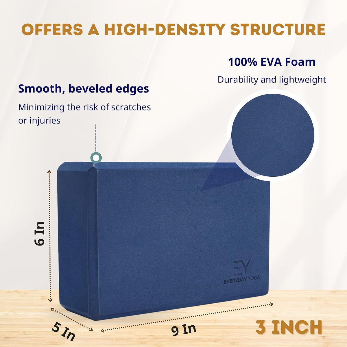 Everyday Yoga Premium Foam Block, 3in/4in/5in Thick, Multi Colors, 1 Block