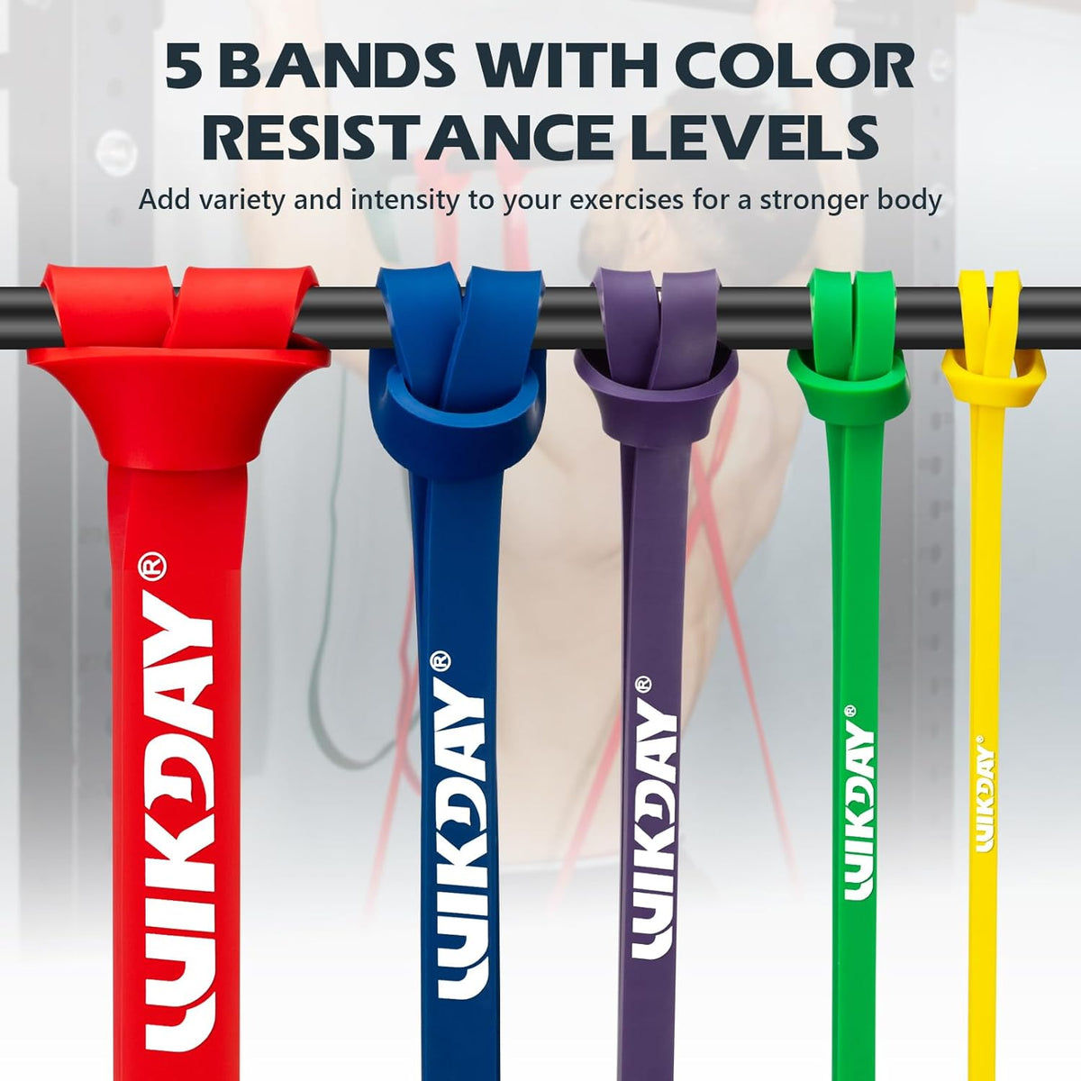WIKDAY Resistance Bands for Working Out, Exercise Bands, Workout Bands, Pull Up Assistance Bands for Body Stretching Training Physical Therapy Muscle Training for Men & Women